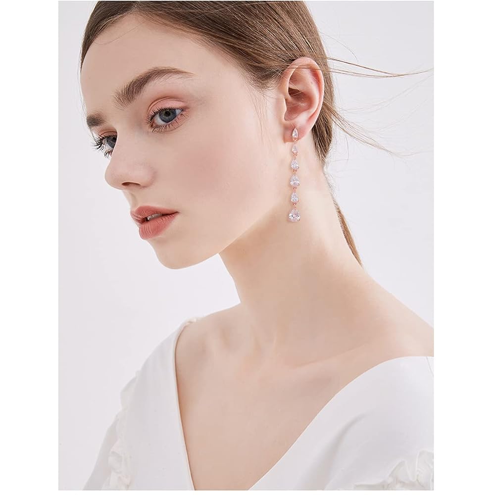 ピアス TATIANA Silver 925 Crystal Line Drop Earrings EC1974 ARTUNE 925 Sterling Silver Mystic Topaz Dangle Filigree