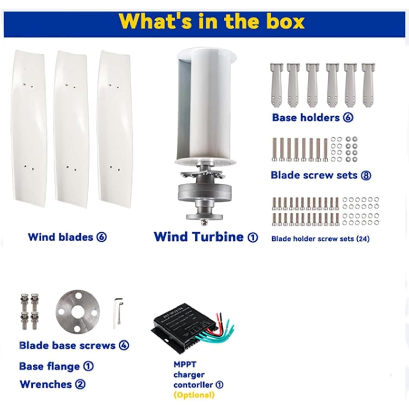 6000W Kit Generatore Eolico da, Generatore Eolico Verticale Portatile da 12V - 220V Kit Generatore Eolico con Regolatore di Carica Per Imbarcazioni, Camper, Abitazioni e Industria