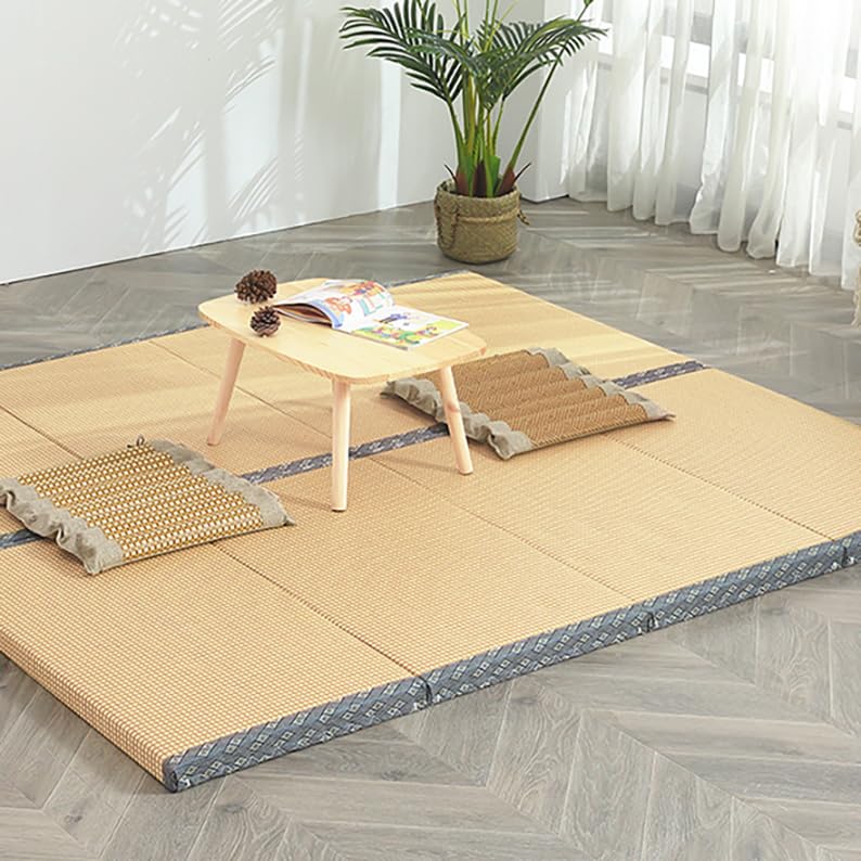 折りたためるユニット畳 置き畳 4折り マットレス 籐マット麺 防湿防虫 抗菌 防臭 株式会社錦収納簡単 スペース取らず 縁つき 滑り止め付き 60*180*5cm Amazon｜折りたためるユニット畳 置き畳 4折り マットレス 籐マット麺