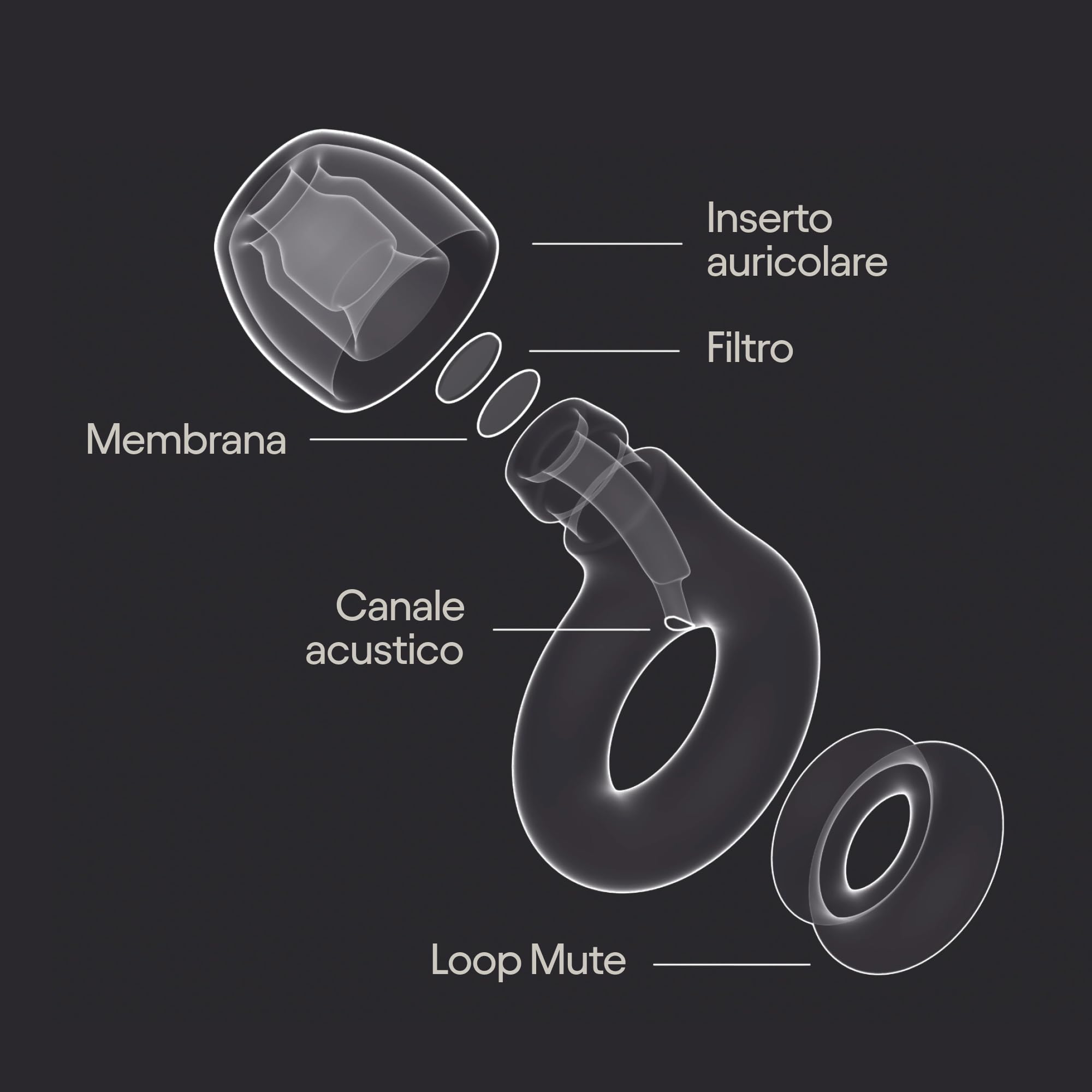 Loop Experience 2 Plus Tappi orecchie – Protezione certificata dell’udito pensati per concerti e festival, eventi dal vivo e sportivi e movida – Riduzione dei rumori da 17 dB (alta fedeltà) + Mute