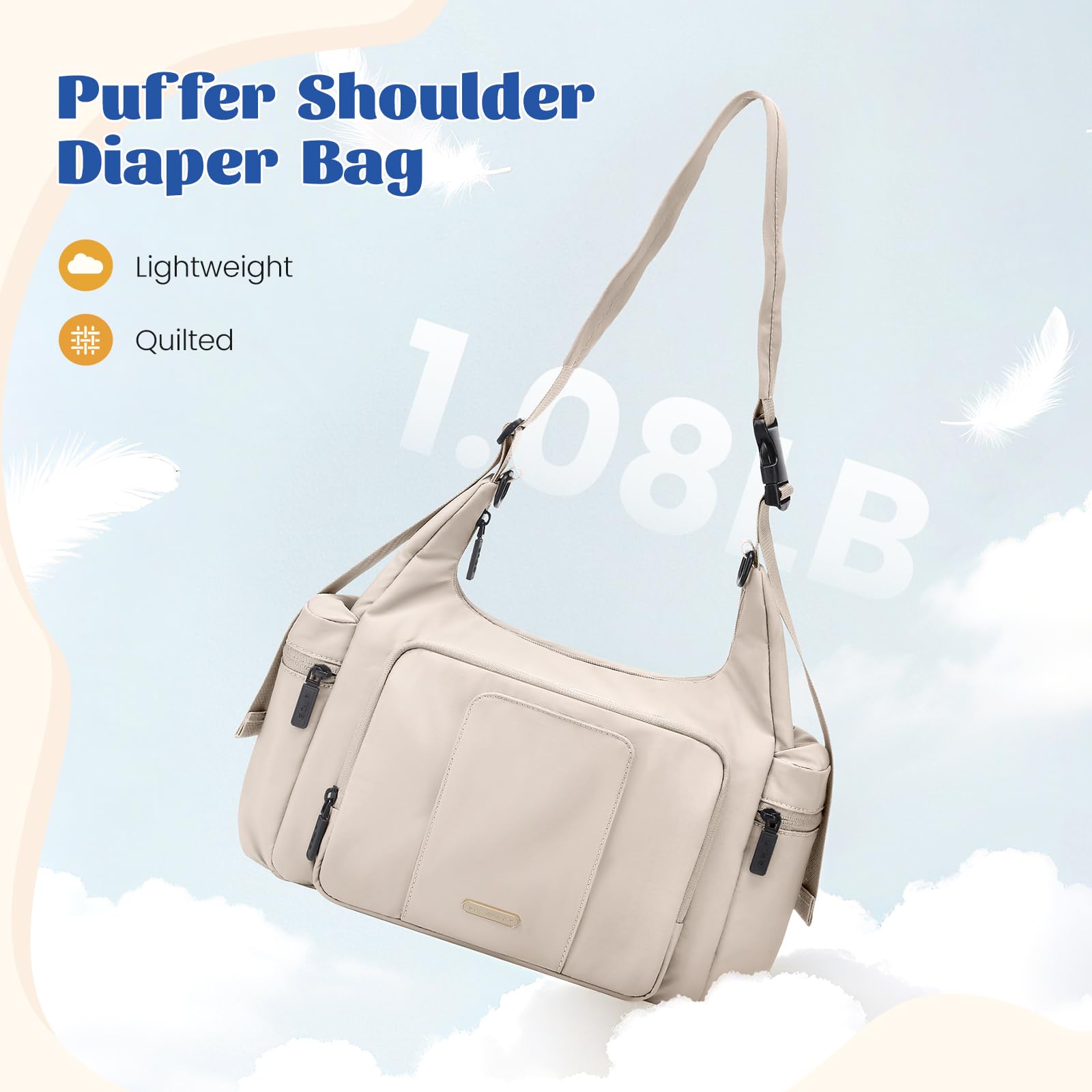 Borsa per pannolini Puffer 14L, borsa da viaggio grande capacità, tracolla ospedale per mamma