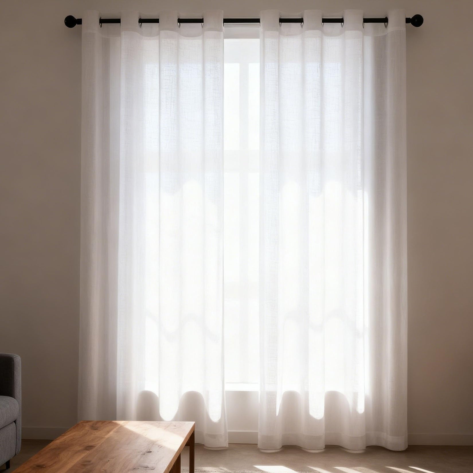 Rideaux voilage translucide pour cuisine et bureau clairs