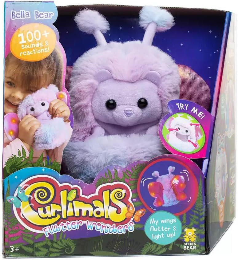 Flutter Wonders Bella Bear Teddy Bear, Interactive Cute Plush Butterfly with 100+ Sounds, Movements & Lights. Age 3+