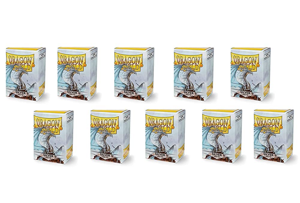 10 Packs Dragon Shield Matte Silver Standard Size 100 ct Card Sleeves Display Case โ image 1