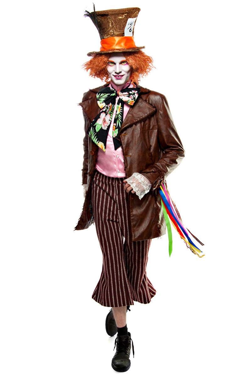 Generique - 80116 Exclusive Hatter Costume with Hat and Wig for Men Colourful M (48-50), Pink