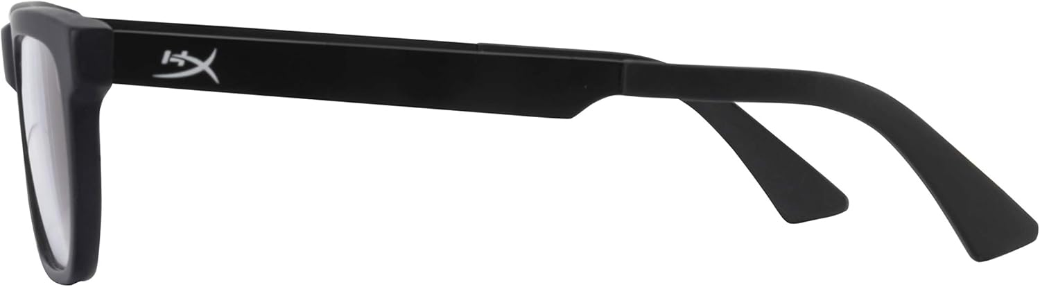HyperX Spectre Stealth - Youth 10+ Gaming Eyewear, Blue Light Blocking Glasses, UV Protection, Acetate Frame, Stainless Steel Temples, Crystal Clear Lenses, Microfiber Bag, Hard Case – Square Black
