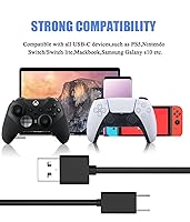 Vista 6 de BERLAT Cable de carga USB C compatible con controlador PS5, cable de carga USB tipo C de carga rápida de 6.6 pies compatible con 5 controladores PS5