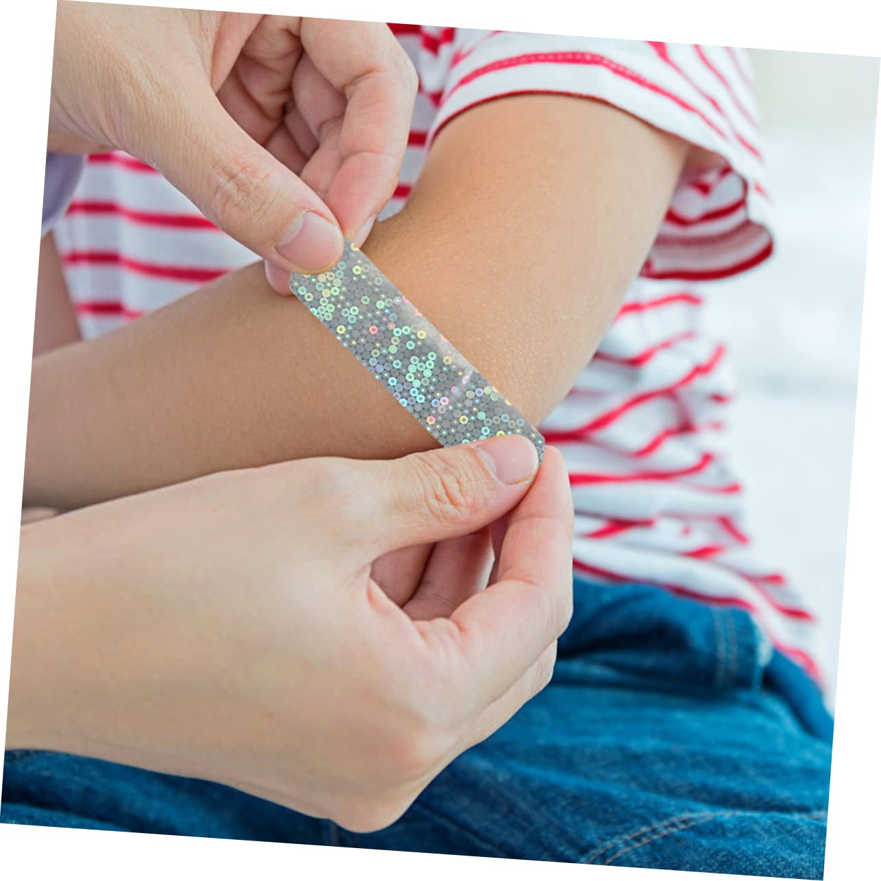 Vendajes Adhesivos Infantiles Purpurina 10 Piezas Impermeables, Bandas Adhesivas Portátiles De Pe Para Heridas Uso Diario, Viaje y Cuidado Doméstico