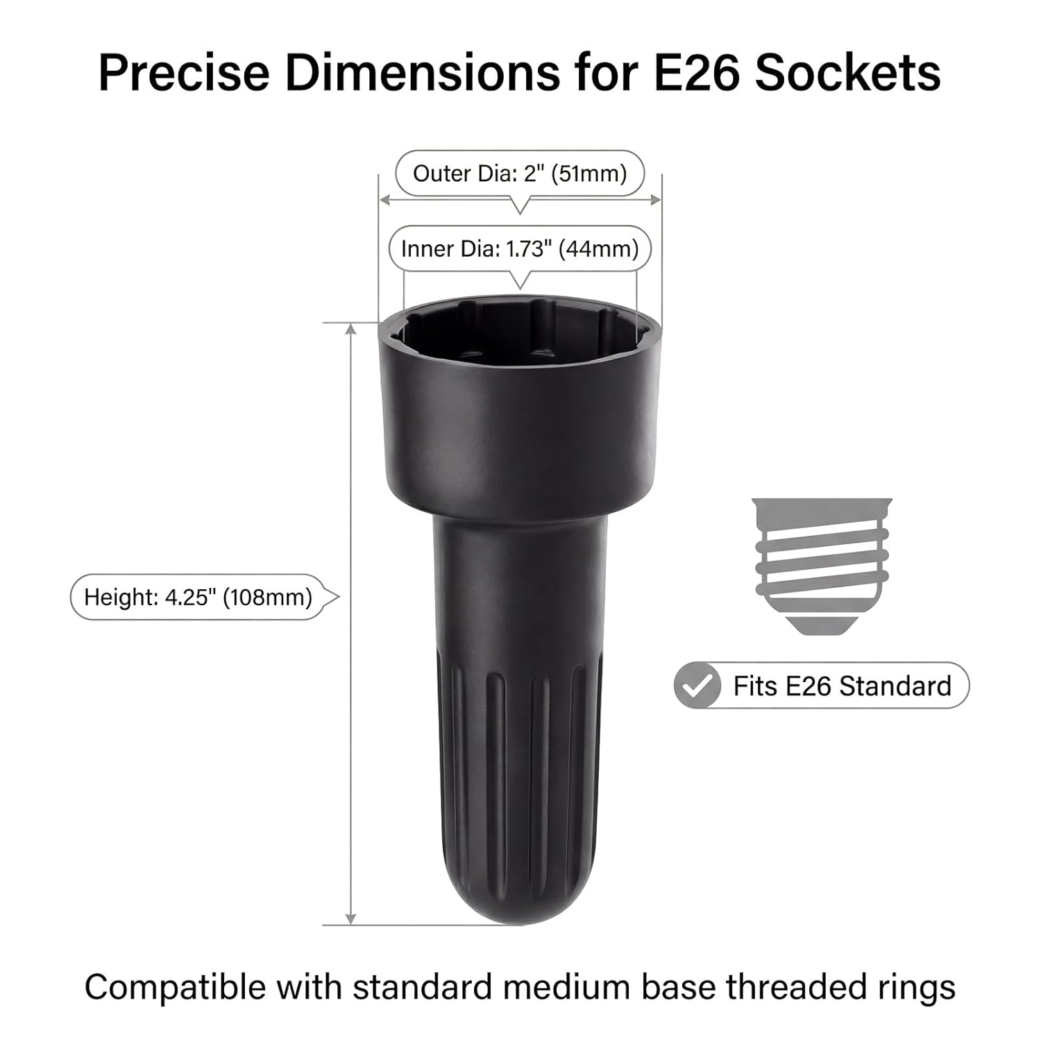2 Pcs E26 Lamp Shade Socket Ring Removal Tool, Light Bulb Removal Tool Socket Lighting Installation Service Tools