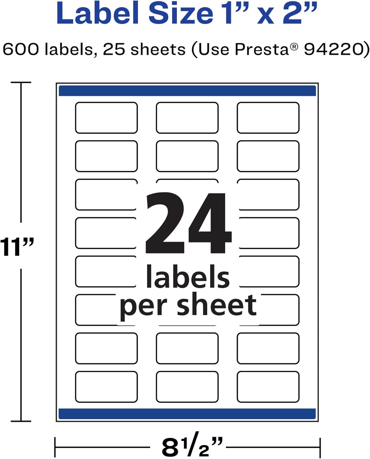 Avery Printable Durable White Rectangle Labels, Sure Feed Technology, 1" x 2", Print-to-the-Edge, Waterproof Labels, Laser & Pigment-Based Inkjet Compatible, 600 Total