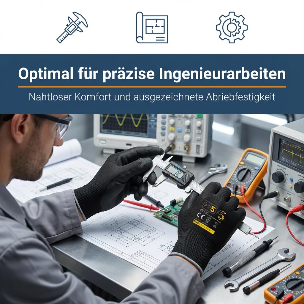 Hi5 X-Super S Arbeitshandschuhe 4121X – 13G Polyester – sandig-raue Nitrilbeschichtung – hoher Nass- & Öl-Grip – EN 388 – schwarz (L, 120, stück)