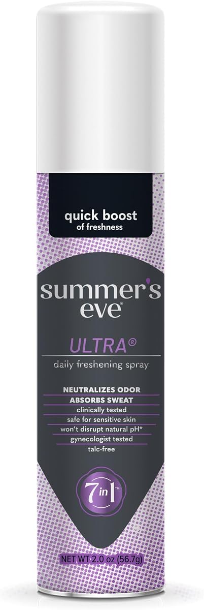 Spray femenino refrescante diario Summer's Eve, ultra, 2 oz | Spray corporal diario sin talco para mujeres, cuidado femenino que neutraliza y reduce el olor corporal, probado por ginecólogos, aroma floral