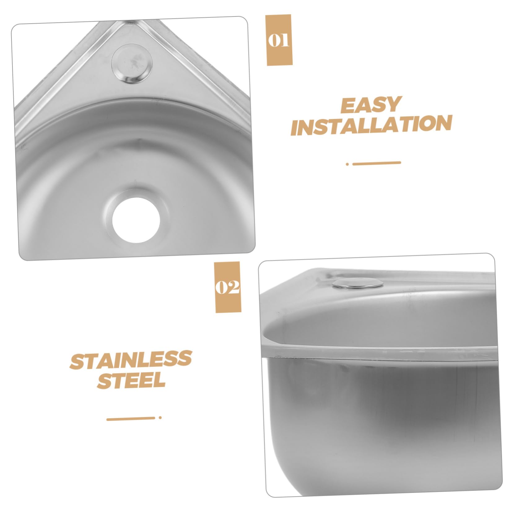 ULTECHNOVO Fregadero Camper de Esquina de Acero Inoxidable Lavabo Triangular Ultrapequeño Seno, Adecuado para Motorhomes y Cocinas Pequeñas Instalación Fácil y Material Varios estilos