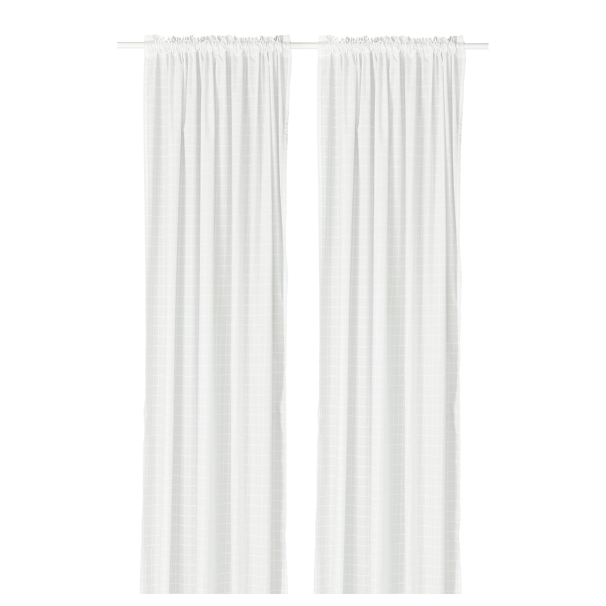 Paire de rideaux blanc quadrillage 145x300 grand rideau salon chambre