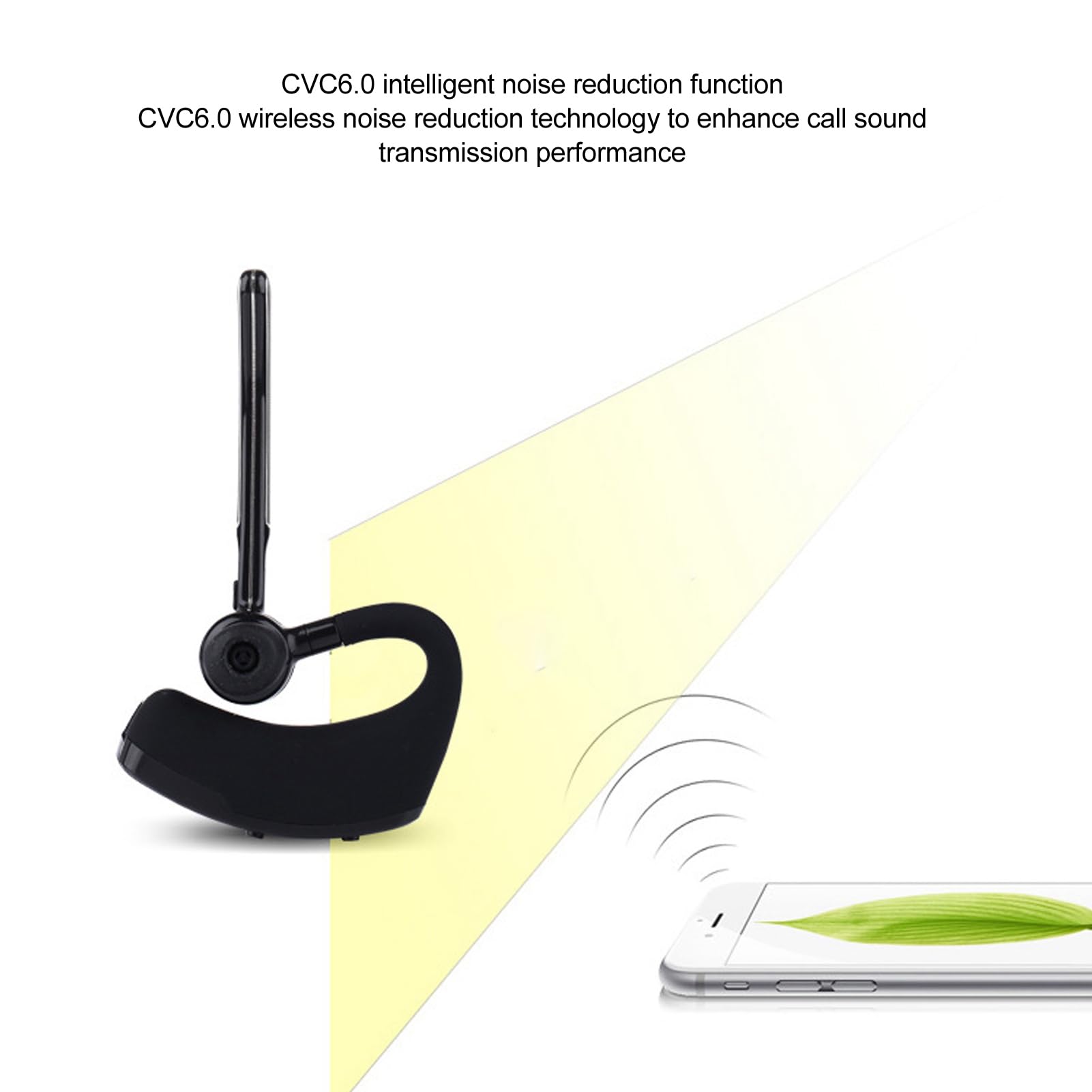 Earpiece with Dual Noise Canceling Mic, Voice Commands, 180° Adjustable, Comfortable Calls, for Cell Phones, Compatible with, Long Standby