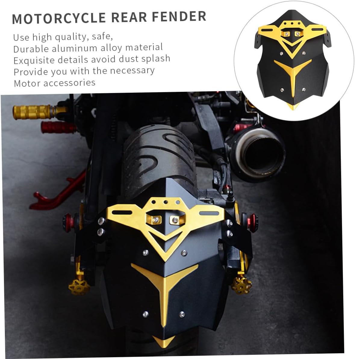 Aluminum Alloy Rear Mudguard for Motorcycle, Gold Rear Fender Mud Guard Protector, Durable Off- Motor Accessories Suitable for Motorbike Modification and Dirt Bike Use