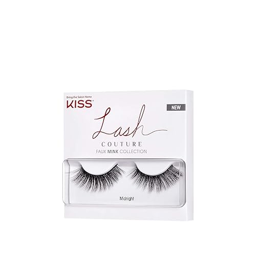 KISS Lash Couture - Pestañas postizas de visón sintético, paquete de 1, banda de pestañas sin nudos, reutilizables, aptas para lentes de contacto,