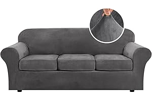 H.VERSAILTEX Extra Large Velvet Sofa Cover for 3 Cushion Couch Sofa (Up...