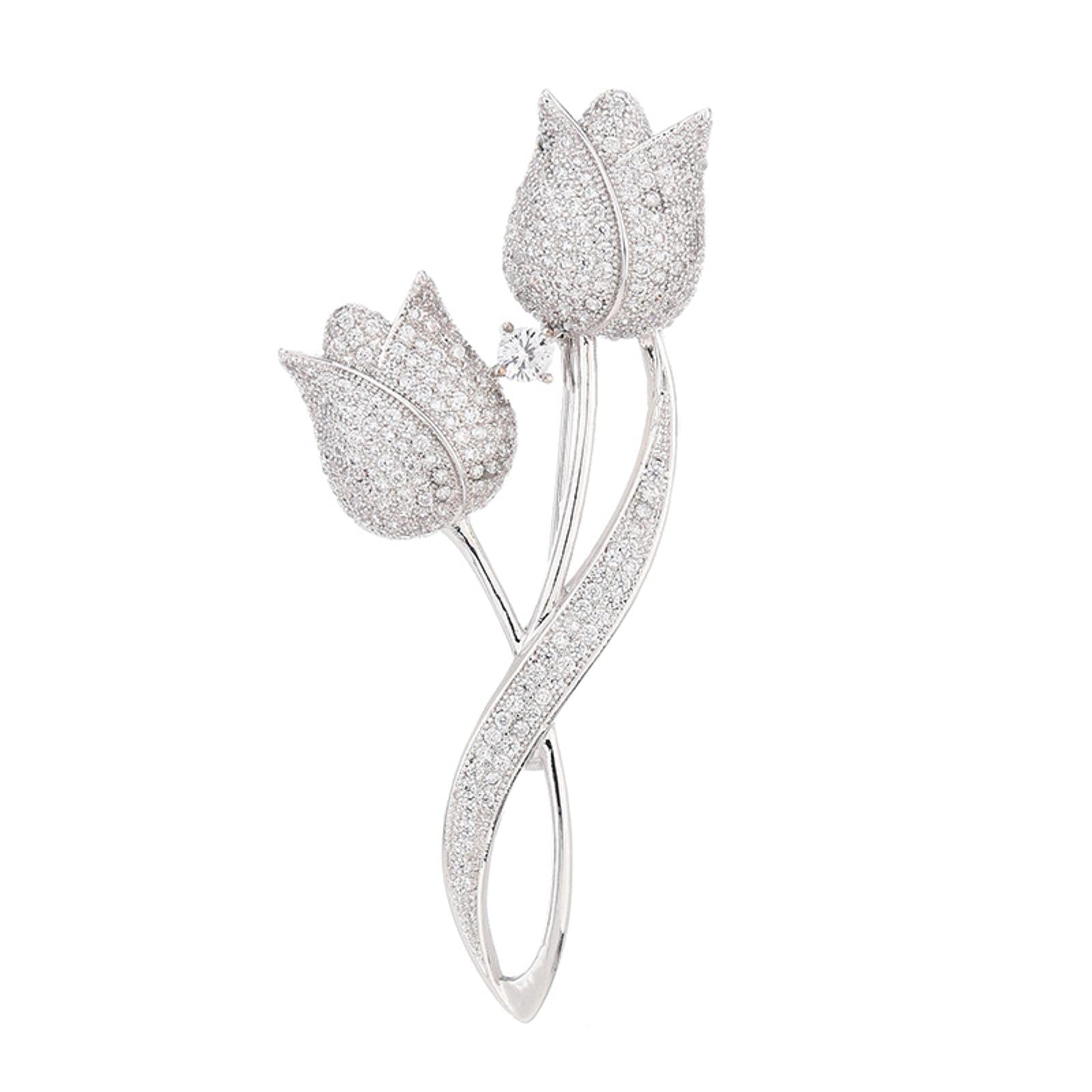Broches de Moda con Forma de Flor, microincrustaciones de Cobre con Forma de tulipán, Accesorios para cárdigans y Chaquetas Femeninas.