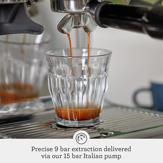 Sage Barista Express, Manual Tamping, Standard Milk Jug, Bean to Cup Coffee Machine with Grinder, Manual Milk Frother, Brushed Stainless Steel