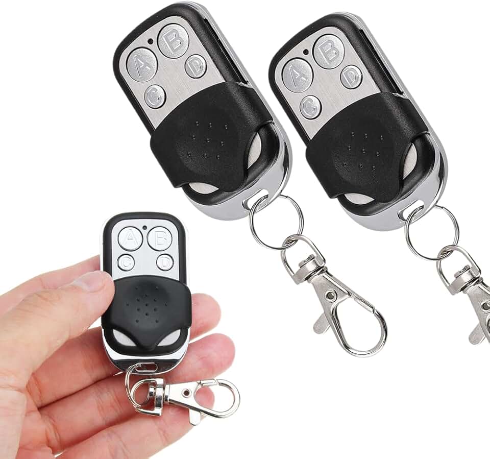 Kit 2 Controles Remotos para Portão Eletrônico 433MHz | Duplicador Universal 4 Botões | Compatível com Alarmes, Portões e Cercas | Compacto com Chaveiro Metálico