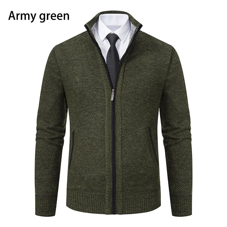 Men Casual Cardigan Autumn Warm Jacket Fashion Standing Collar Sweater Knitwear Slim Trendy Stand Collar Sweaters2