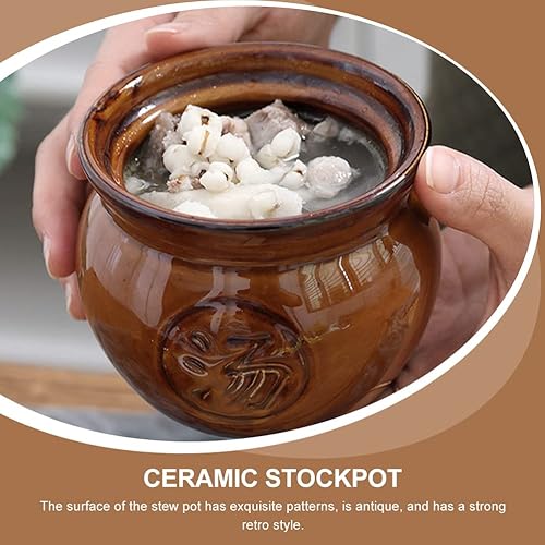 Miniatura 4 de Zerodeko Taza de sopa de cerámica para estofado de 2 piezas con tapa, olla de estofado de sopa, olla de arcilla japonesa, olla de cerámica, tazones