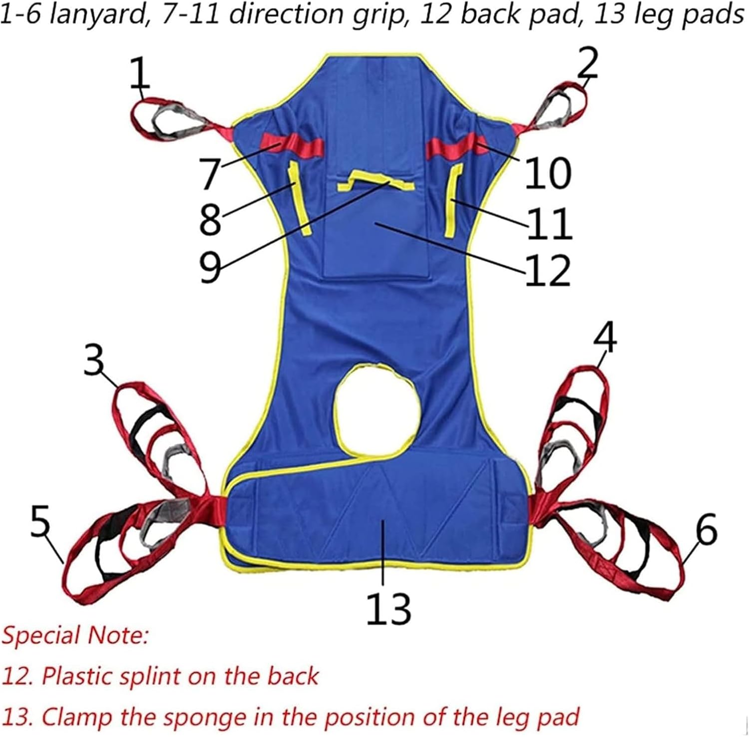 Toileting Sling Patient Lifter-Full Body Patient Lift Sling-Patient Lift Sling with Commode Opening-Medical Lift Equipment Divided Leg for Elderly,Handicapped (Color : L)