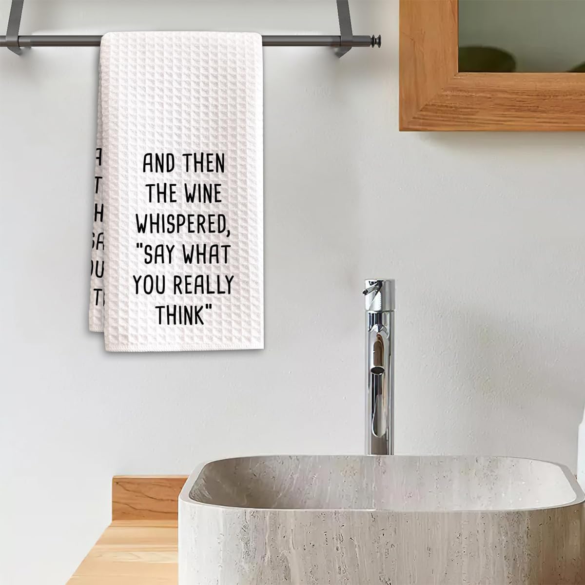1PCS Funny Wine Lovers Kitchen Towels,Decorative Wine Accessories,Themed Tea & Dish Towels for Women & Men,16x23.5 Inch Absorbent Waffle,Perfect Housewarming,Bridal Shower Gift -01 - Image 4
