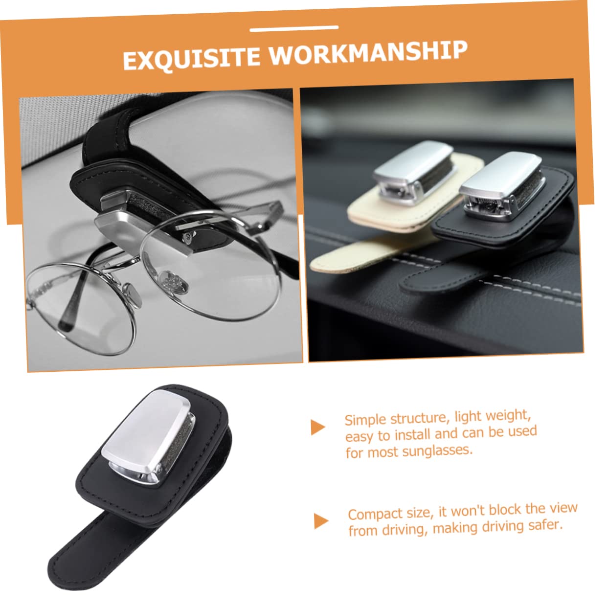 Mikinona 3piezas Soporte para Gafas De PU Clip para Visera De Coche Organizador De Gafas y Tarjetas Accesorio Práctico para Vehículos