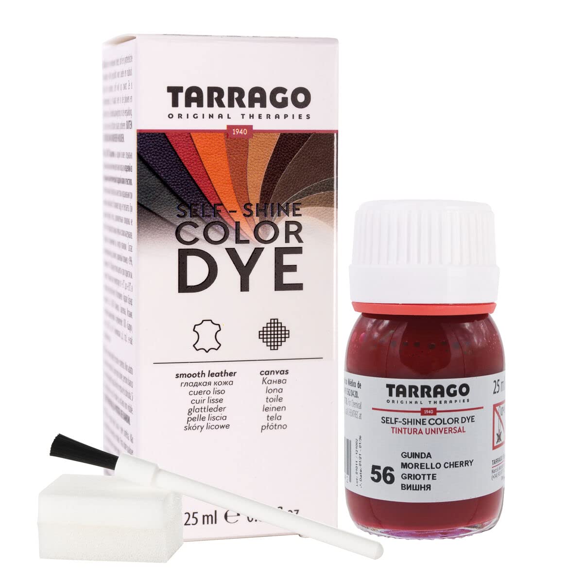 Tinte para Zapatos y Bolsos de Cuero y Textil con Esponja y Brocha | Cubre Rozaduras y Desgastes del Calzado | Gama de 90 colores — view 33
