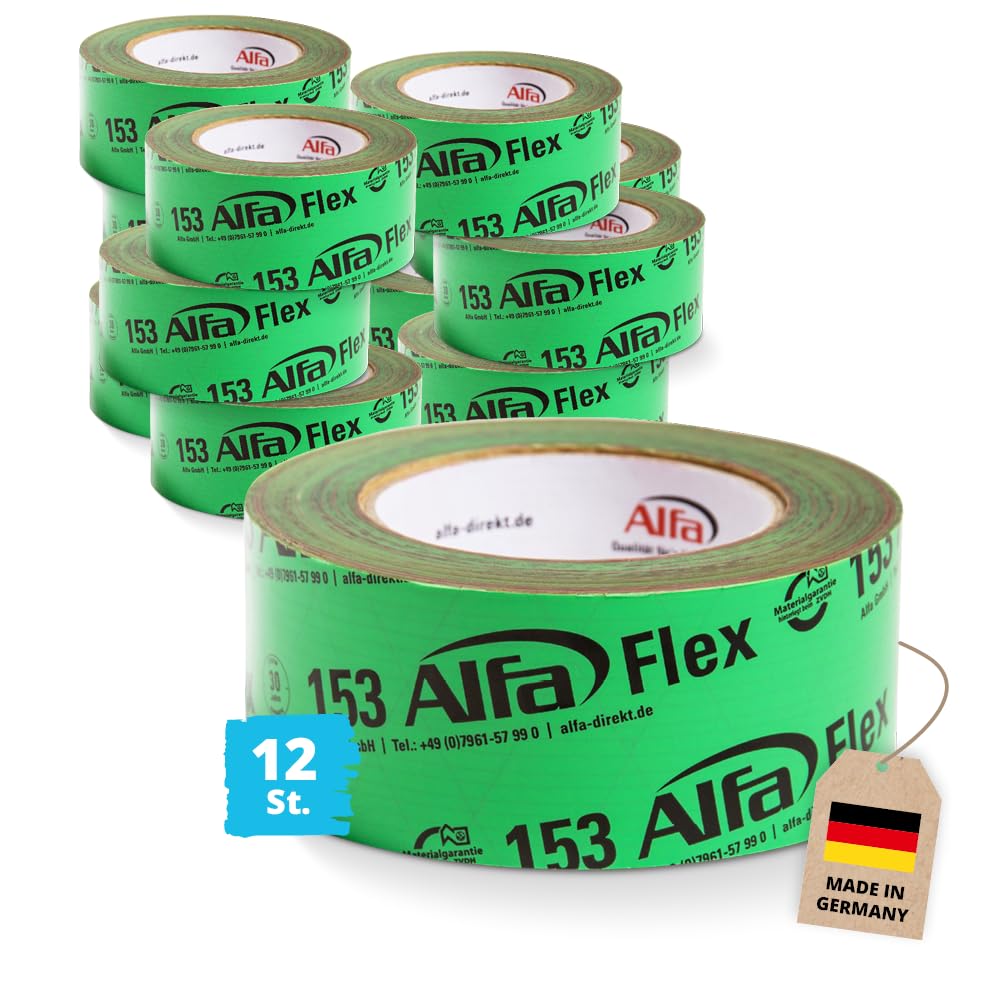 153 ALFA «Flex» - Nastro Adesivo Flessibile, 12 Pezzi, 50 Mm X 25 M (300 Metri) Per Barriere Al Vapore E Membrane Di Copertura, Ultra Resistente Ed Ultra Flessibile - Foto 10