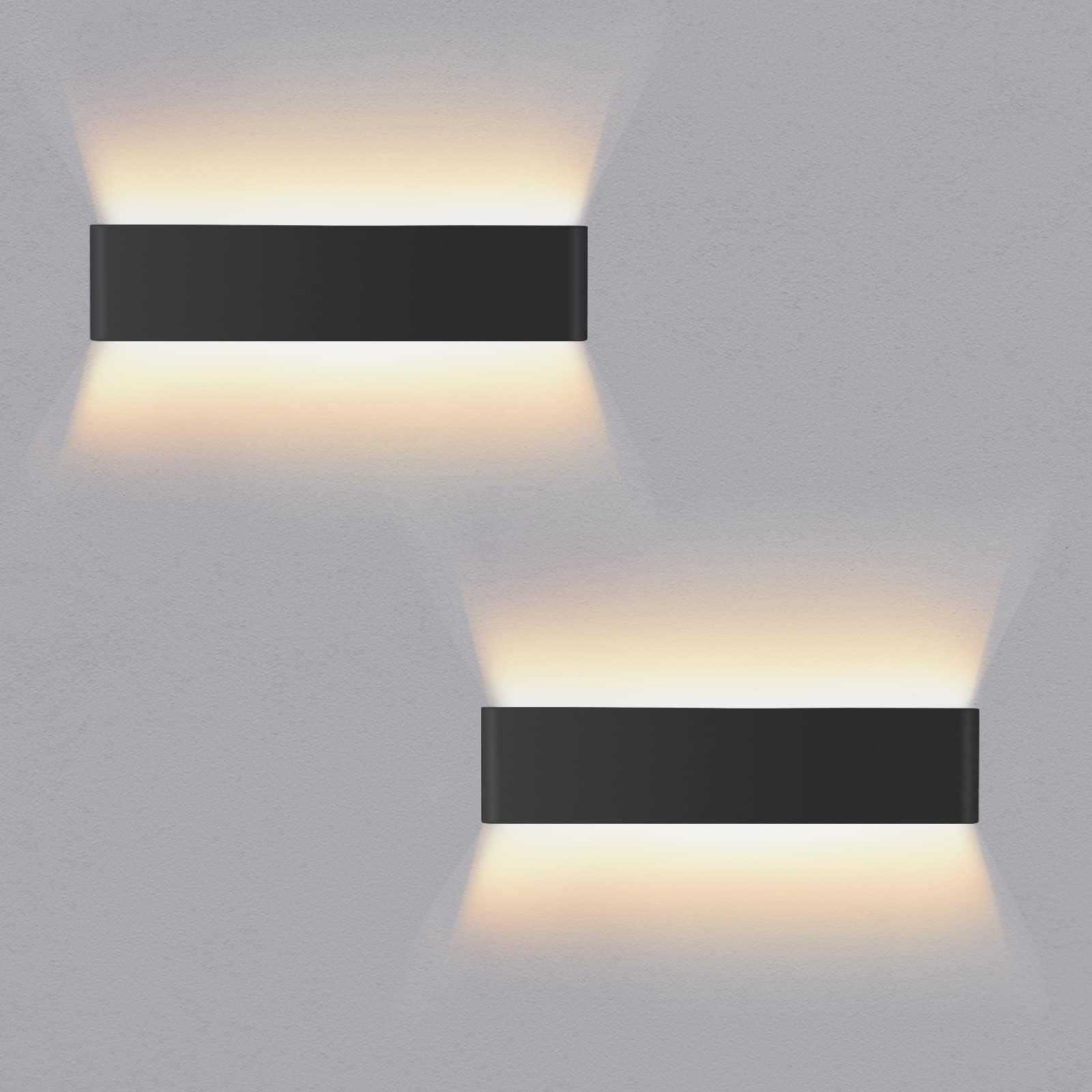 Lureshine 2 Piezas Applique da Parete Interno 16W 40CM Arriba y Abajo Aplique Pared Interior Aluminio Moderno/Decorativo Blanco Cálido 3000k Applique Adecuado Para Dormitorio|Cocina|corredor（Negro）
