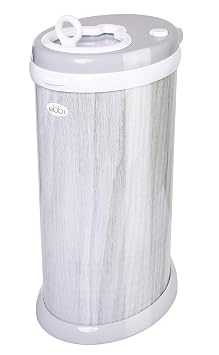 Ubbi Steel Diaper Pail, Odor Locking & On The Go Gray Bag Dispenser with 60 Lavender Scented Bags Baby Bundle