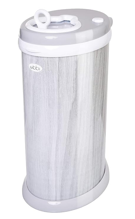 Ubbi Steel Diaper Pail, Odor Locking & On The Go Gray Bag Dispenser with 60 Lavender Scented Bags Baby Bundle