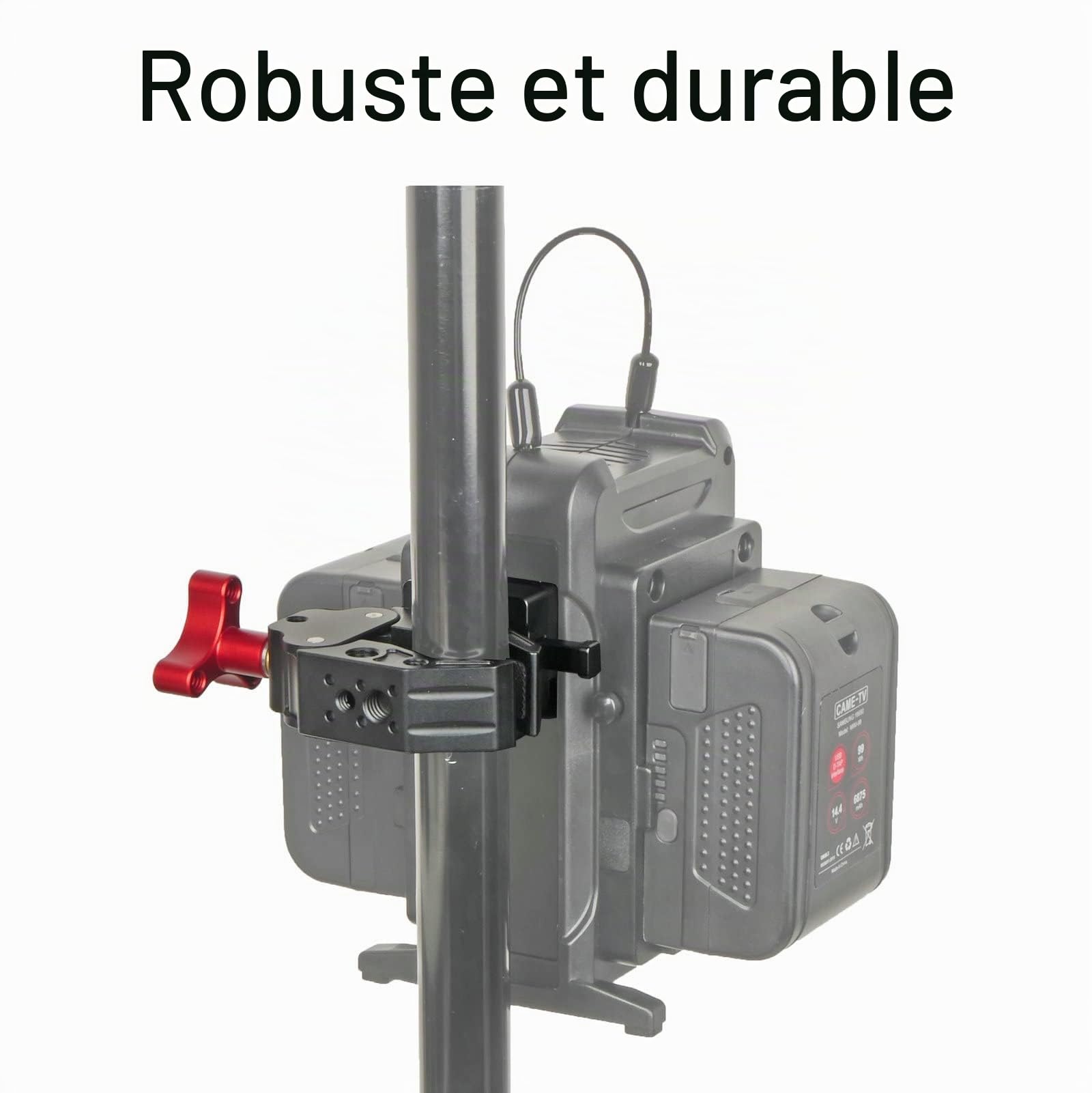 Came-TV V-Mount Pince de batterie grand angle ouvert et adaptateur de structure solide avec trous de vis 1/4" et 3/8" Montage sur pied d'éclairage ou trépied