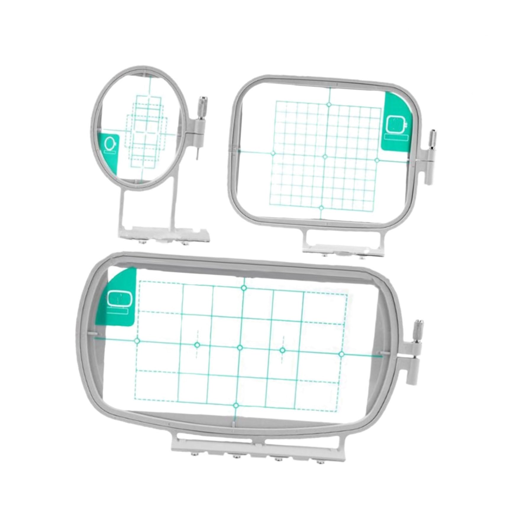 NUOBESTY Juego de Bastidor de Bordado de 3 Piezas para Máquina | Plástico, Alineación Precisa y Cuadrícula Azul, Compatible Se270d, Se350, Se400 y He120 He240
