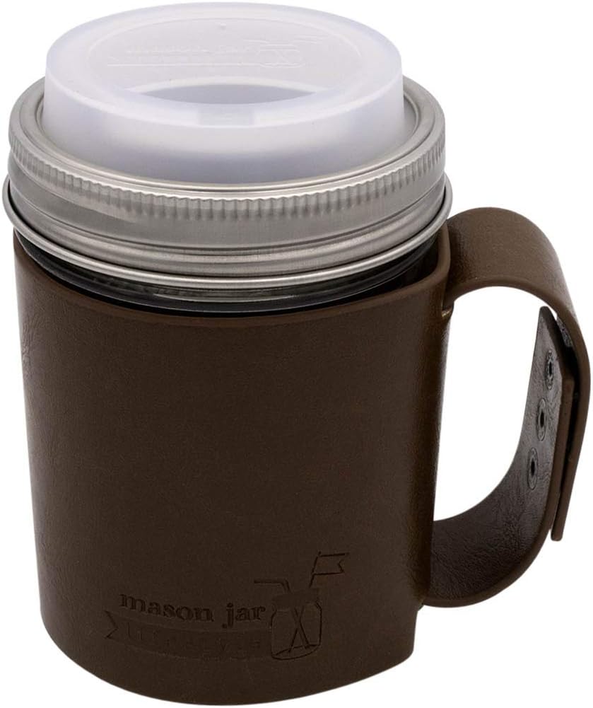 Mason Jar Lifestyle Faux Leather Travel Mug Set (Frost Lid)