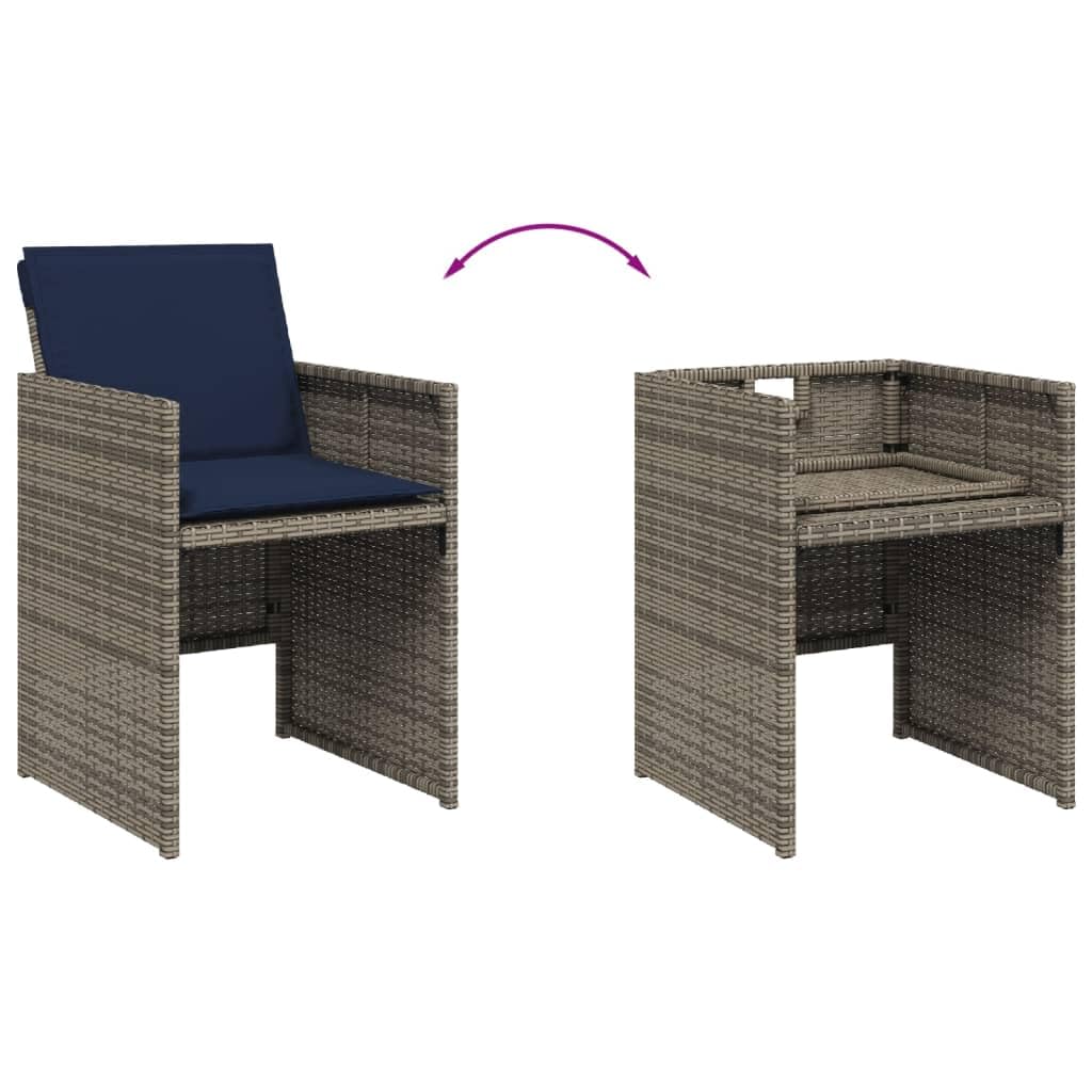 vidaXL Sillones de jardín con Cojines 4 uds ratán sintético Gris