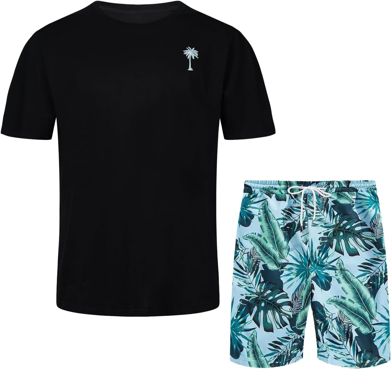 MANTORS Mens Floral Hawaiian Outfits 2 Piece Button Down Short Sleeve Shirt and Shorts Sets