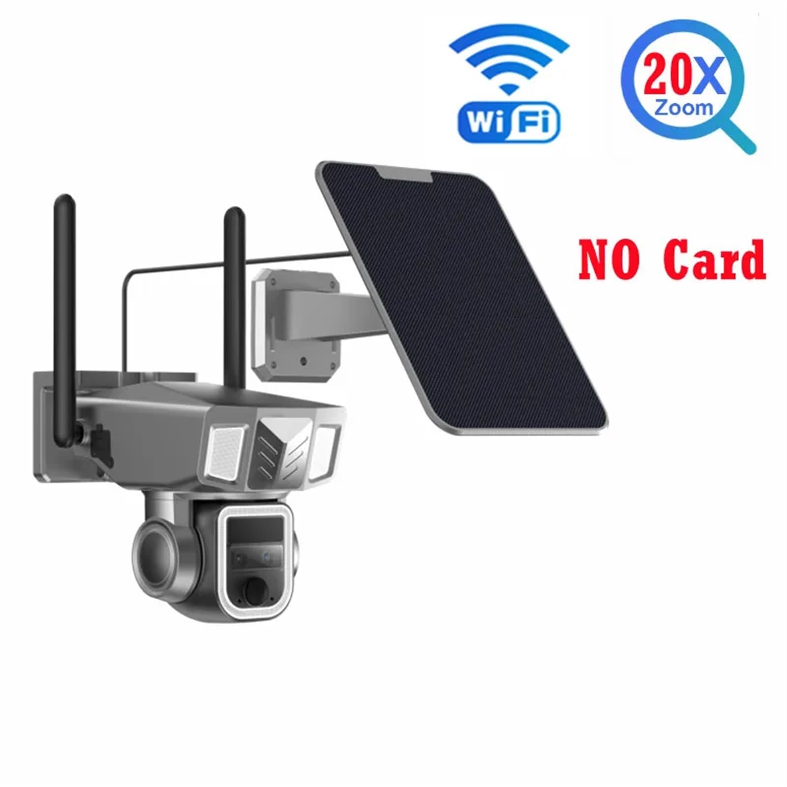 4G podwójny obiektyw panoramiczny aparat 20X Zoom 4K 8MP bezpieczeństwo w domu bezpieczeństwo zewnętrzne kamera zasilana baterią słoneczną kolor Nightvision Wykrywanie ruchu(Wifi No Card)