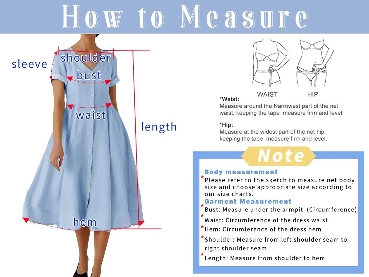 chouyatou Women's Summer Fit and Flare Swing Cotton Dress Casual V-Neck Button Down Beach Midi Dress - Image 3