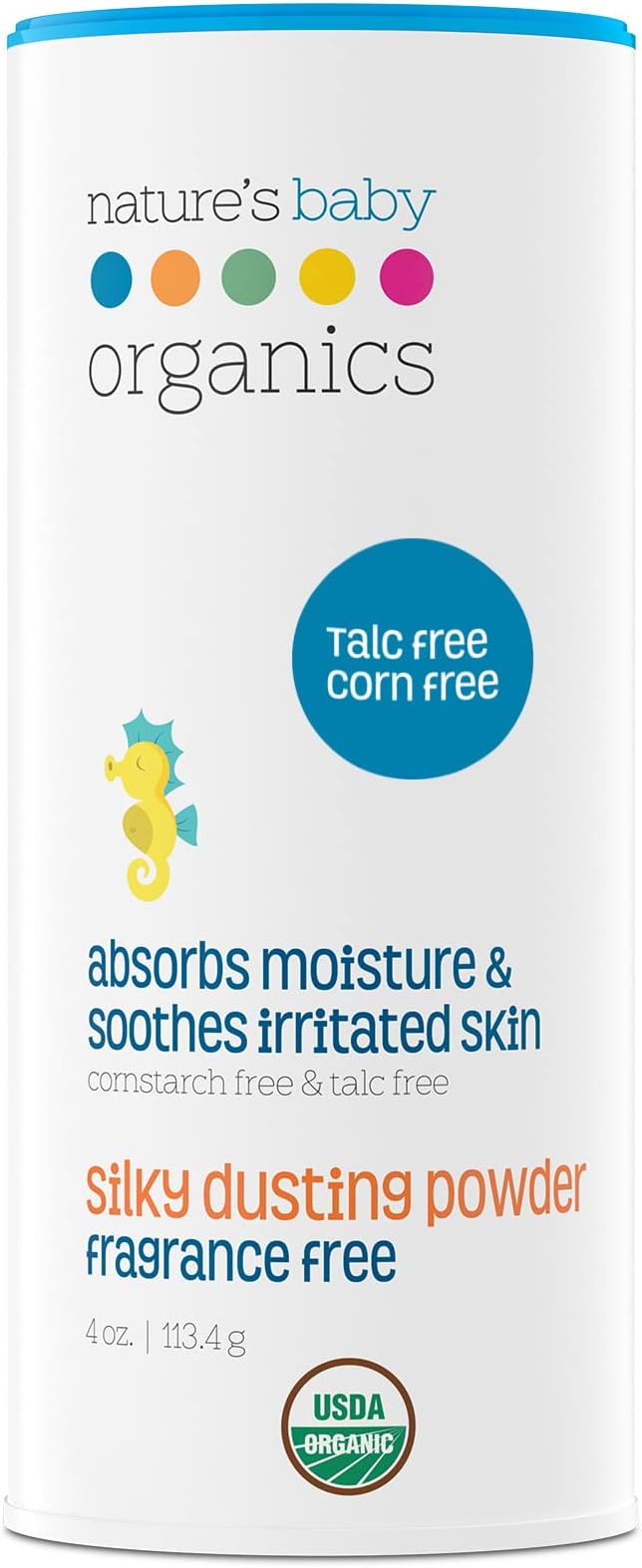 Nature's Baby Organics Baby Powder Talc Free Corn Free Dusting Powder with Aloe Soft Gentle, Fragrance Free, 4 Ounce