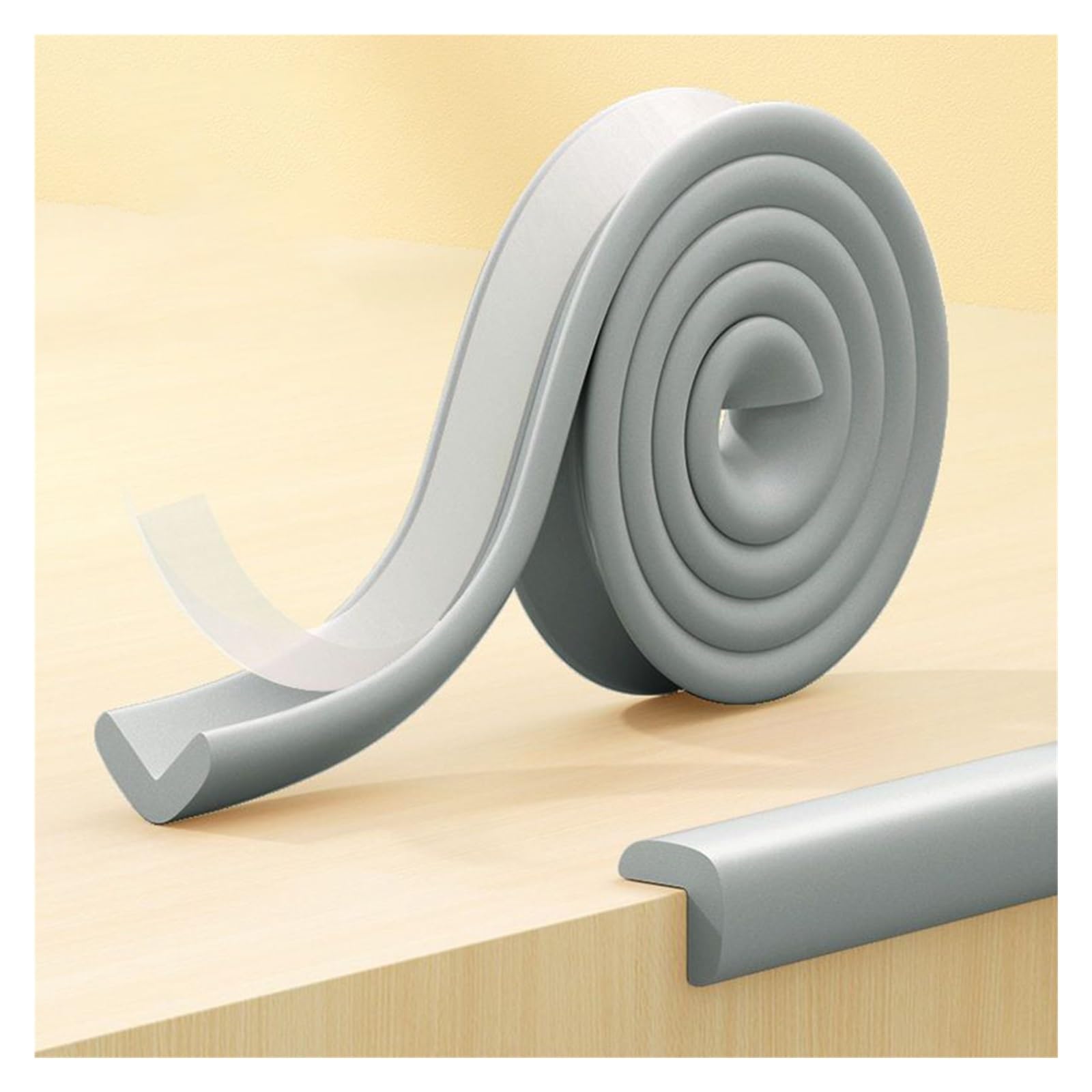 Foam Edge Corner Guards Protector Anti Collision Strip Self-Adhesive Safety Strips Bumper Stair Cushion For Furniture Cabinets Steps(Grey,5m/16.4ft)