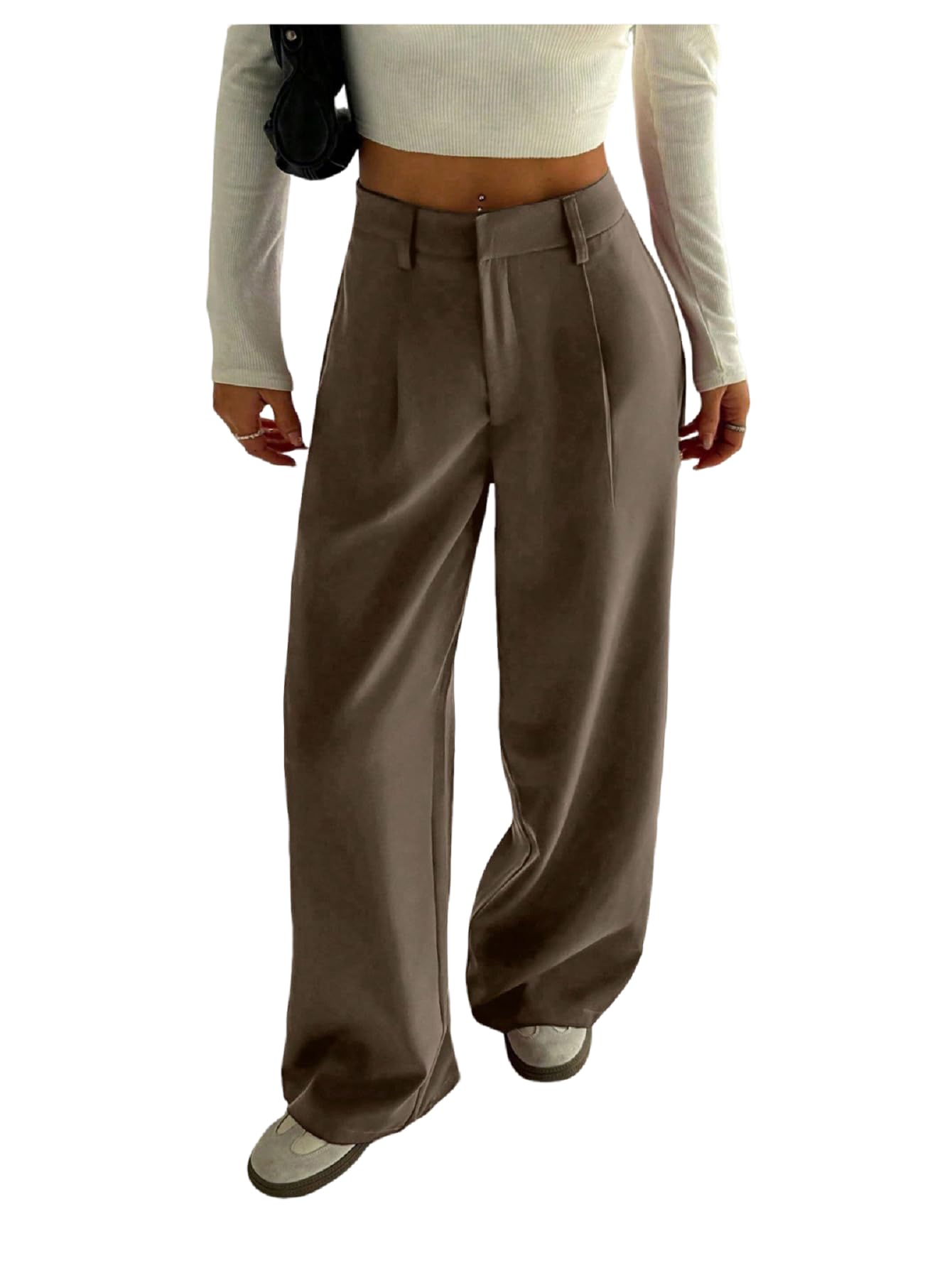 GORGLITTER Womens Wide Leg Dress Pants Pleated High Waisted Business Casual Workout Pants Trousers