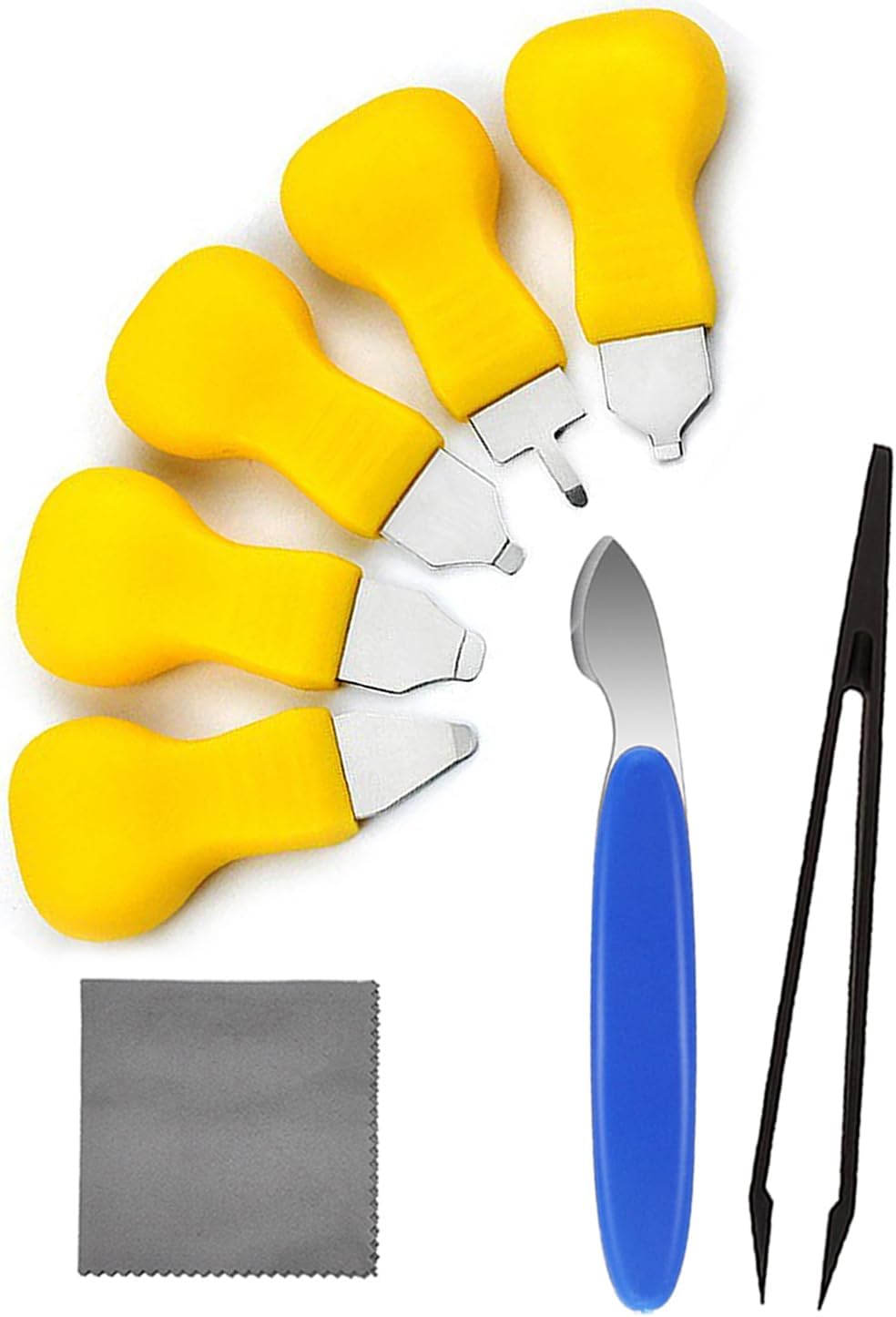 Watch Back Removal Tool, 8 in 1 Watch Battery Replacement Tool Kit with 6 Types of Pry Tools Watch Case Back Opener Remover Tool, Anti-Static Tweezers and Cleaning Cloth 5 Colors
