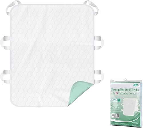 Miniatura 10 de Almohadillas de cama lavables con 6 asas resistentes de 34 x 36 pulgadas, almohadillas reutilizables extra grandes de 4 capas a prueba de fugas,