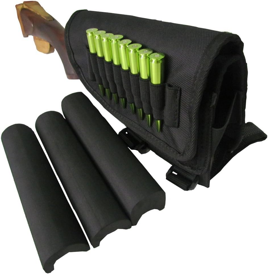 TOURBON Hunting Shooting Right Side Rifle Cartridge Holder Buttstock Cheek Rest -Black