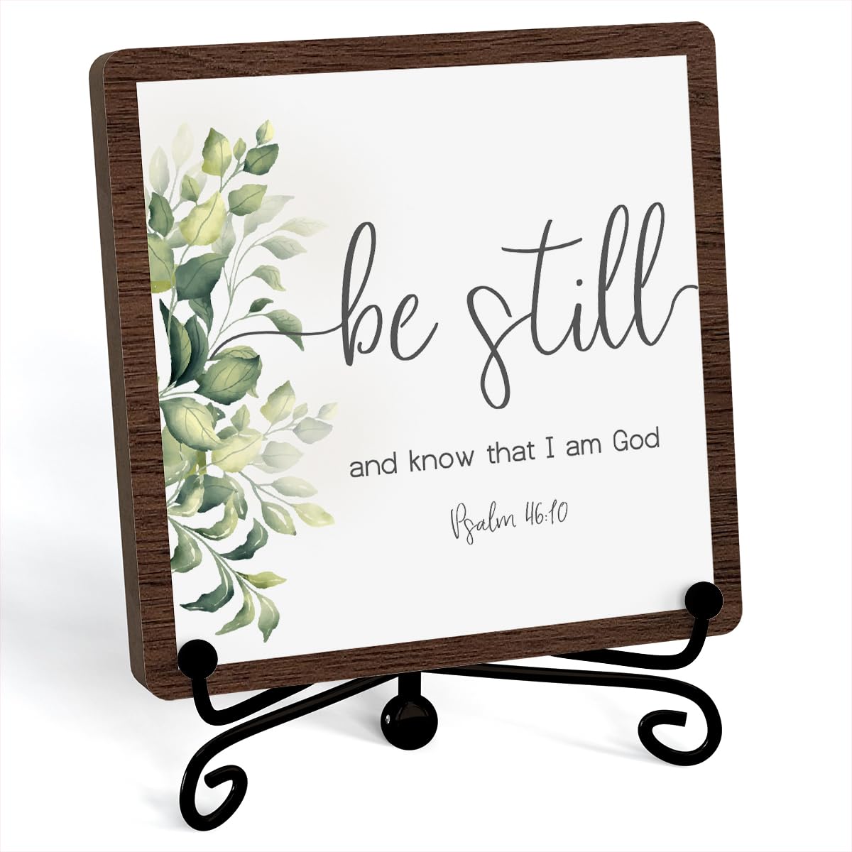Be Still And Know That I Am God Table Sign Farmhouse Bathroom Decor Eucalyptus Desk Decor For Living