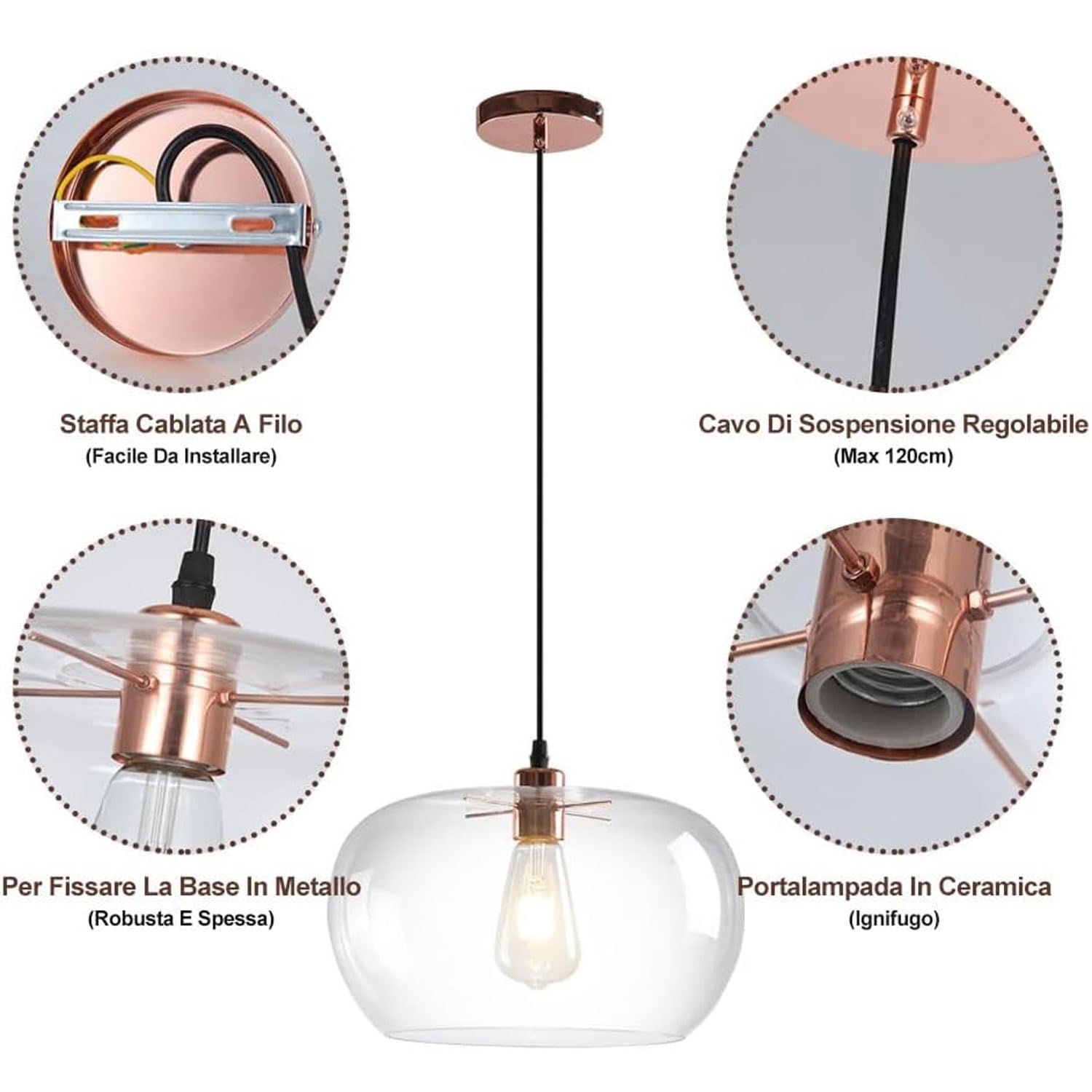 Lampadario A Testa Singola Lampadario In Vetro Postmoderno E27 Illuminazione A Sospensione In Ferro Di Lusso Leggero Per Cucina A Isola Lampada In Vetro Nordico Lampade Adatte Per Cucine